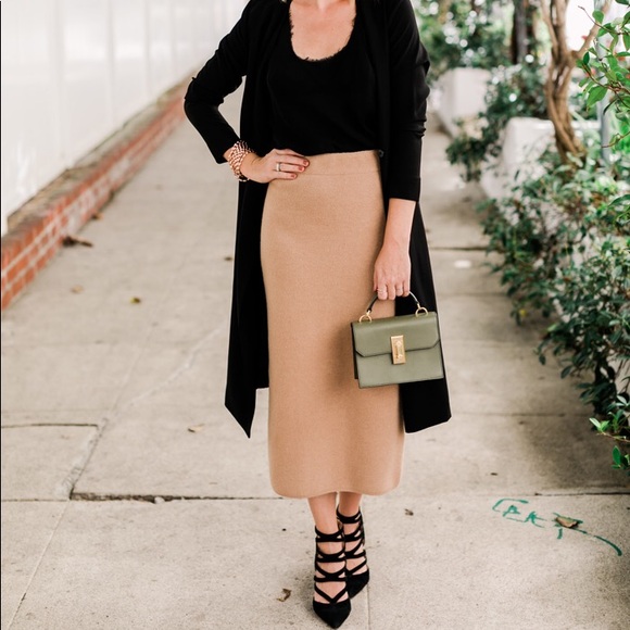 Aritzia Dresses & Skirts - Aritzia tan wool midi pencil skirt -small